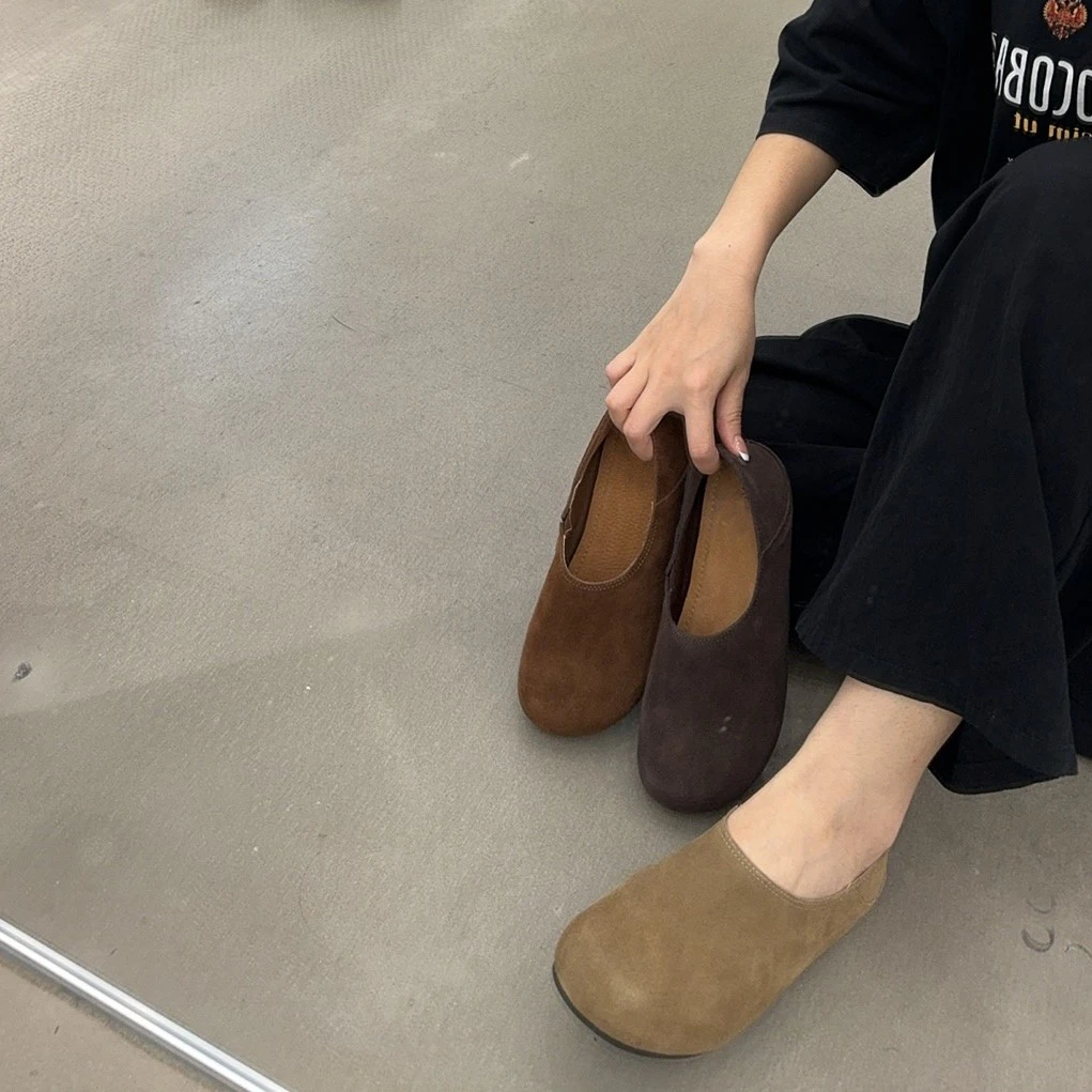 欧陌女鞋2025加绒复古时尚百搭软底软面玛丽珍单鞋
