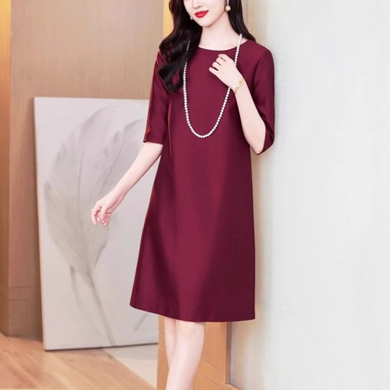 高端轻奢喜婆婆婚宴装连衣裙女2025春秋新款收腰显瘦遮肚晚礼服裙