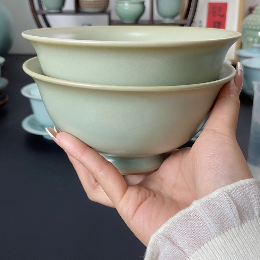 猛**生仿古釉微微瑕吃饭碗2只装