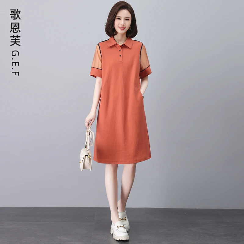 休闲撞色连衣裙女夏季2025新款今年流行爆款显瘦气质减龄漂亮裙子