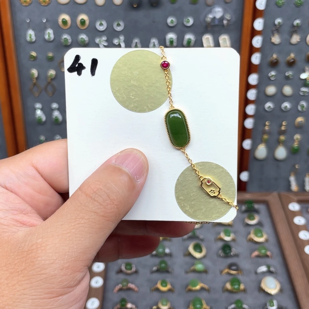 手链银S925镶嵌和田玉（糖玉）和田玉41