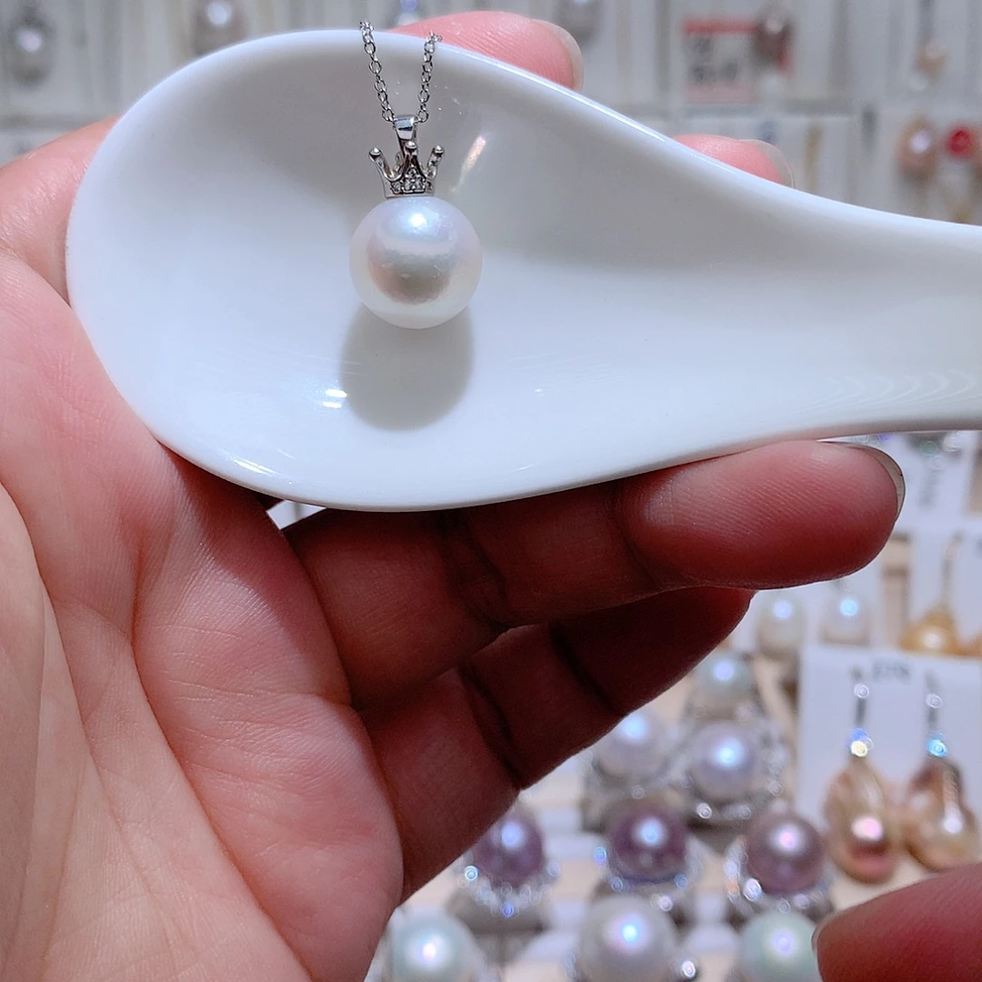 淡水珍珠银S925镶嵌吊坠(赠链)CC12+