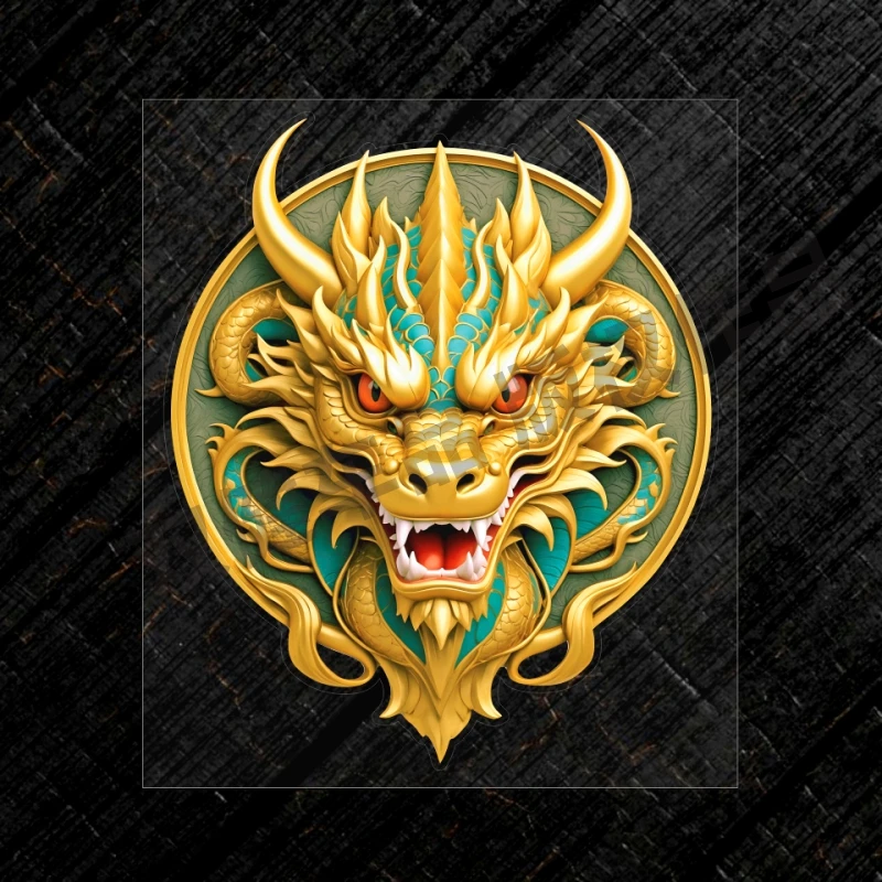 国风招财纳福龙头自粘贴画装饰客厅玻璃门窗汽电动车划痕遮挡贴纸