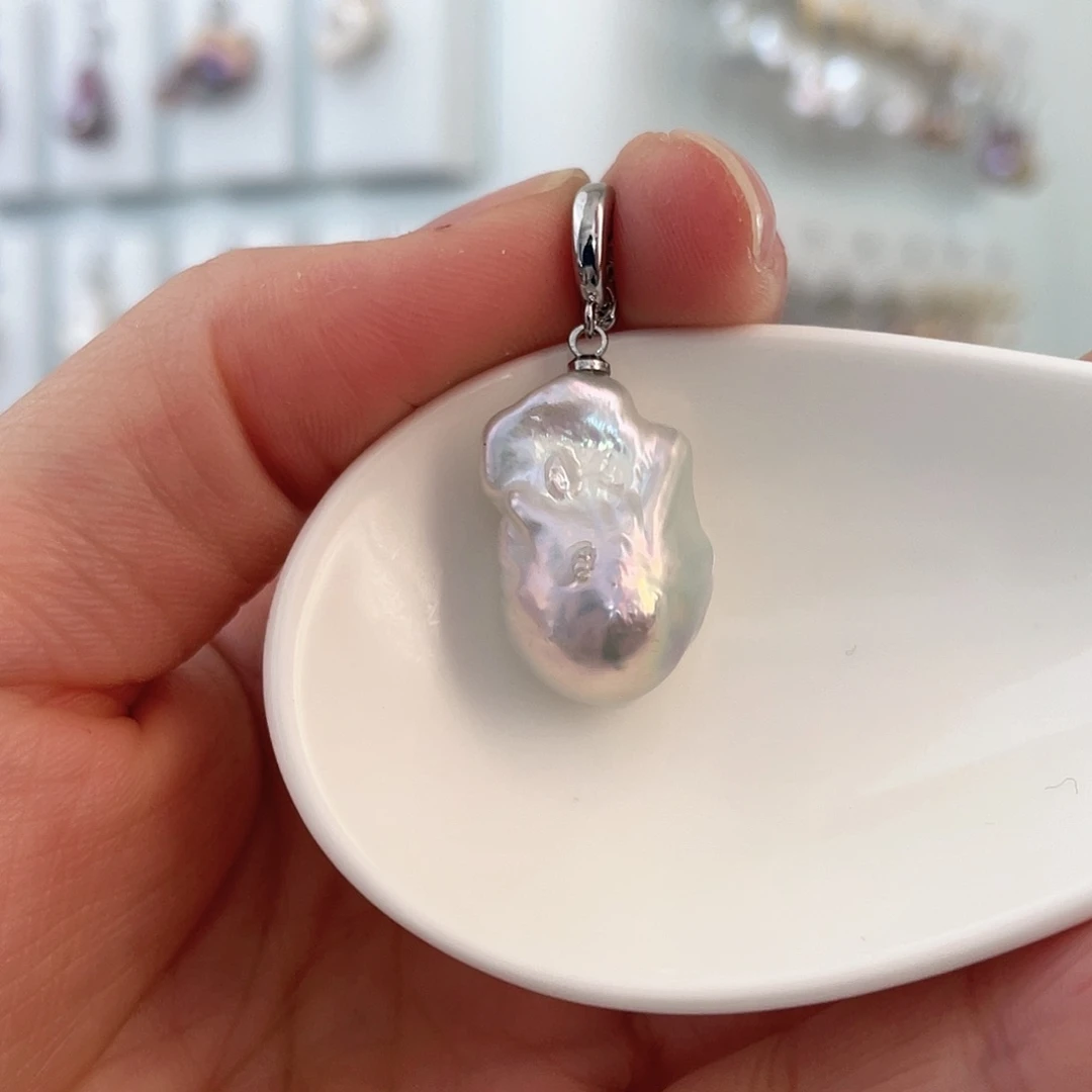 淡水珍珠天然珍珠巴洛克银S925镶嵌