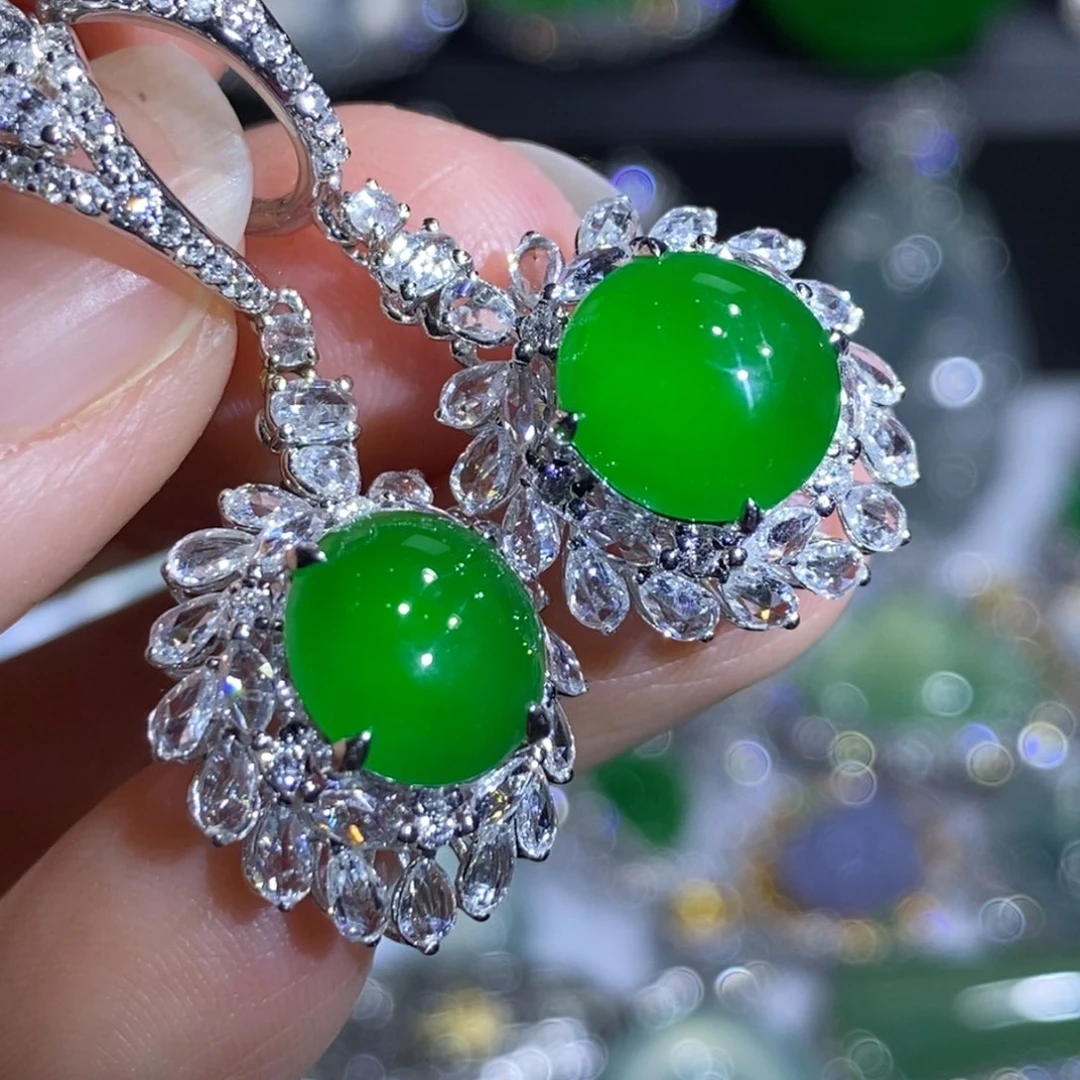 翡翠18K金镶嵌耳饰耳饰