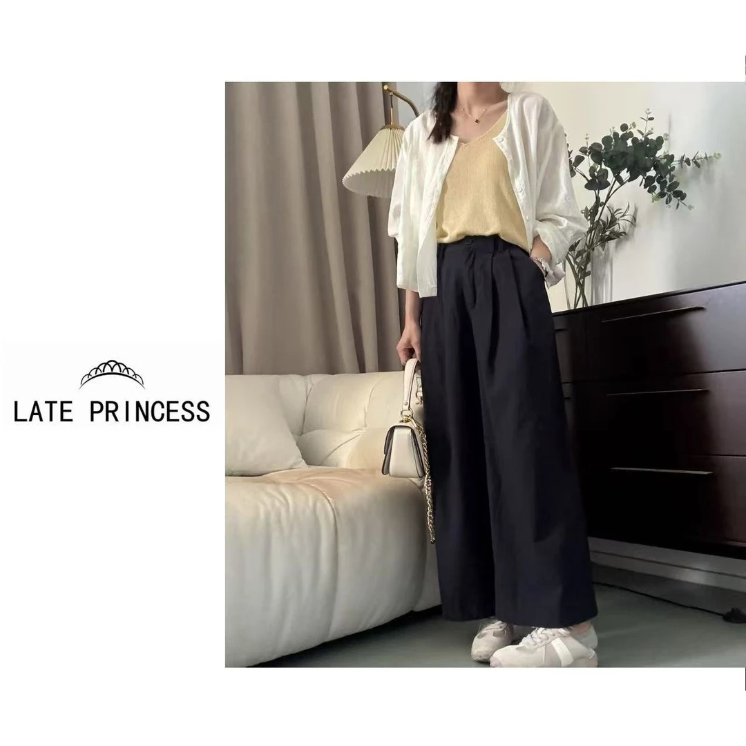 LATE PRINCESS【极简】夏季新款休闲百搭时尚休闲直筒长裤