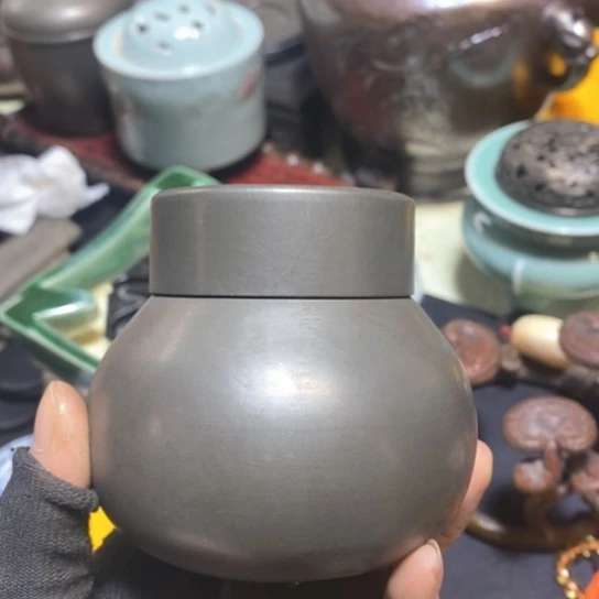 蜜安罐瓷香炉锡茶则