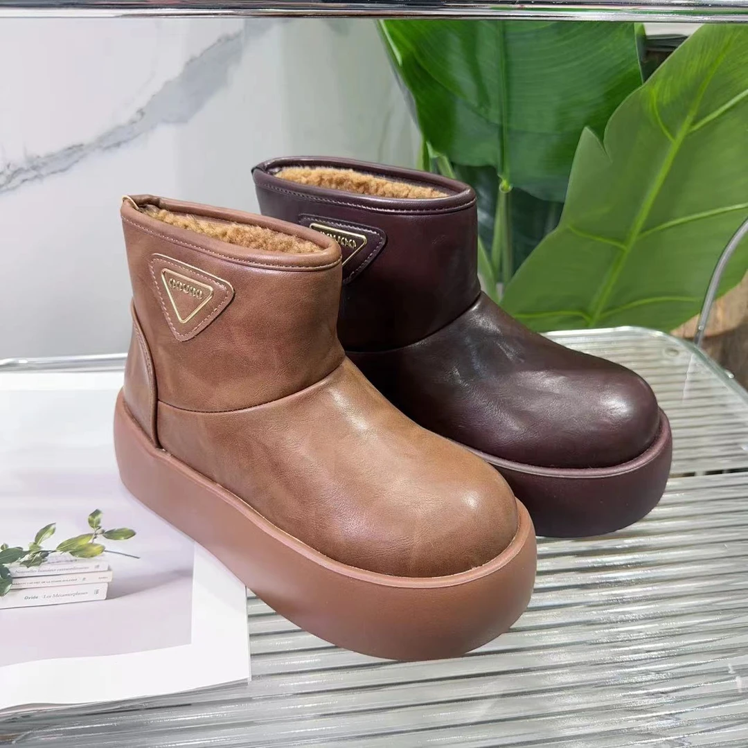 秋冬新款韩版通勤瘦瘦简约粗跟裸靴雪地靴168-81(加绒)