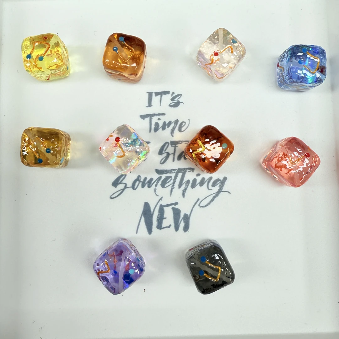 韩国胶定制款110 透色音符方块斜通孔 DIY配件