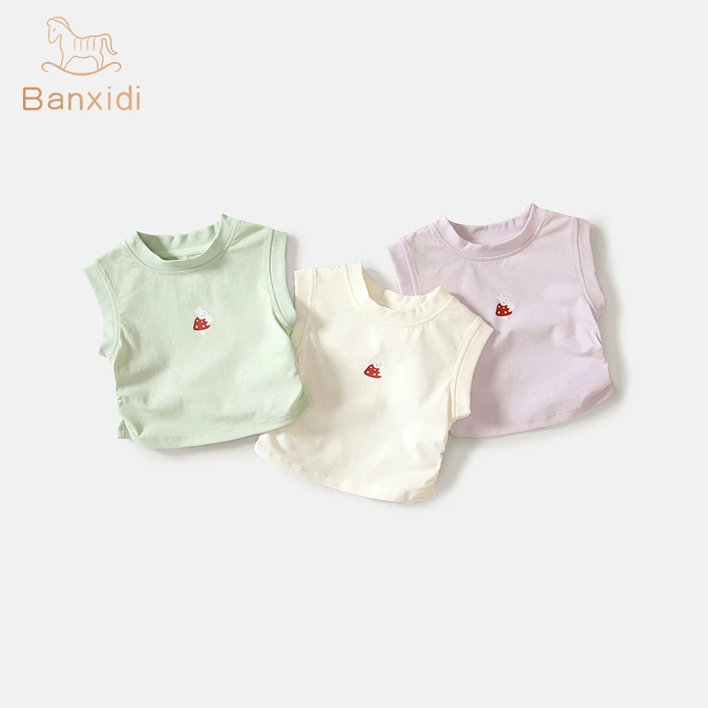 班喜迪女童背心夏新款洋气儿童无袖t恤外穿薄款童装夏装宝宝上衣