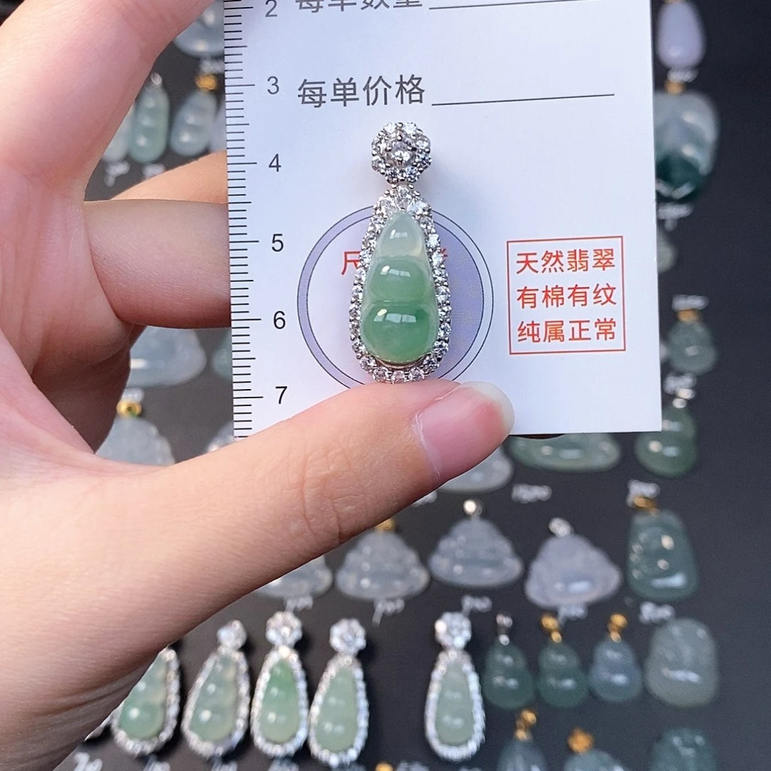 吊坠(不含链)银S925镶嵌翡翠全场缅甸A货翡翠