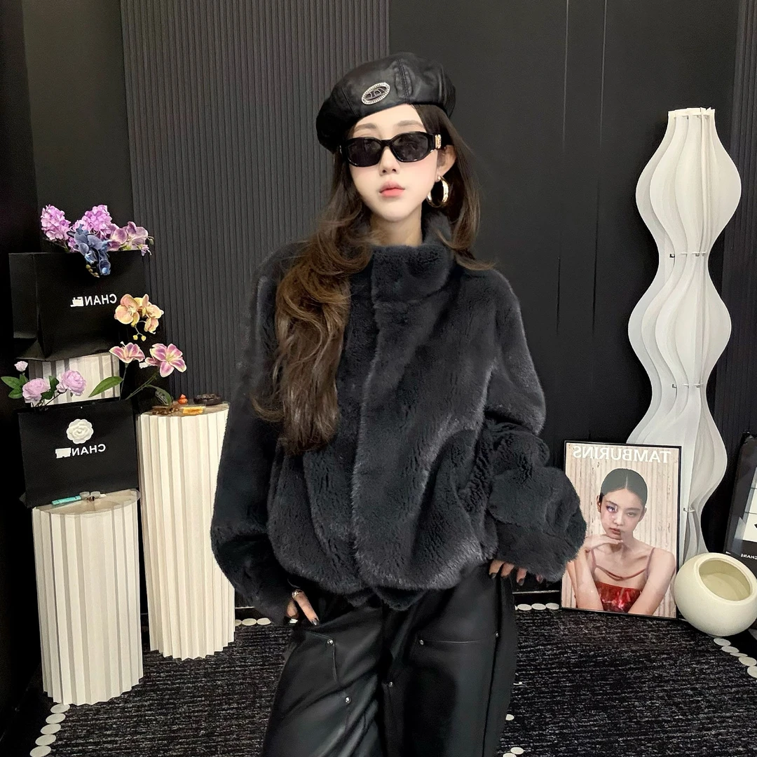 【菲林日记】秋冬女士高级休闲时尚轻奢设计师款水貂外套——99555-B