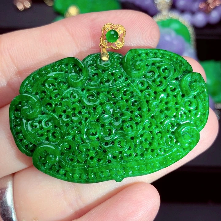 翡翠18K金镶嵌吊坠(不含链)