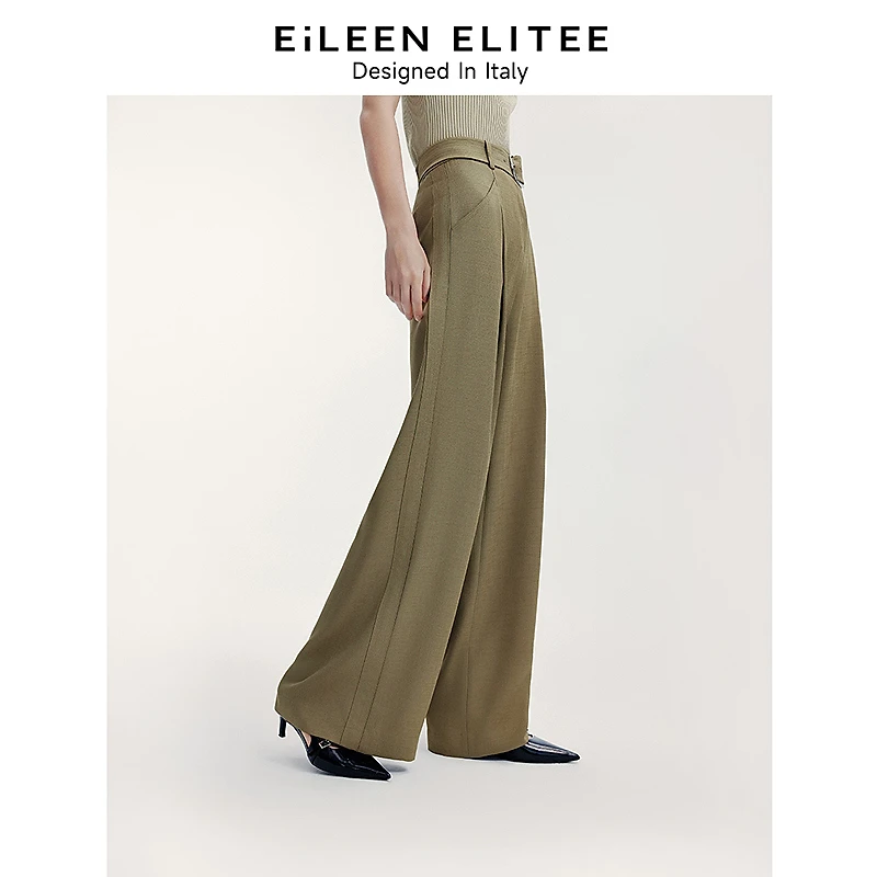 朗姿欧洲EiLEEN ELITEE法式复古阔腿垂感长裤女24秋新西装裤