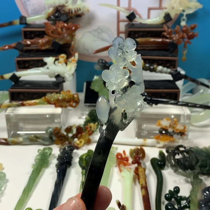 未镶嵌蛇纹石玉发簪