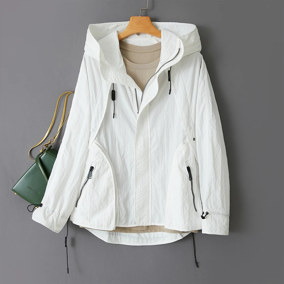 清 清 清」天然微绉纹路~有垂感！简约有骨感连帽百搭外套L70416