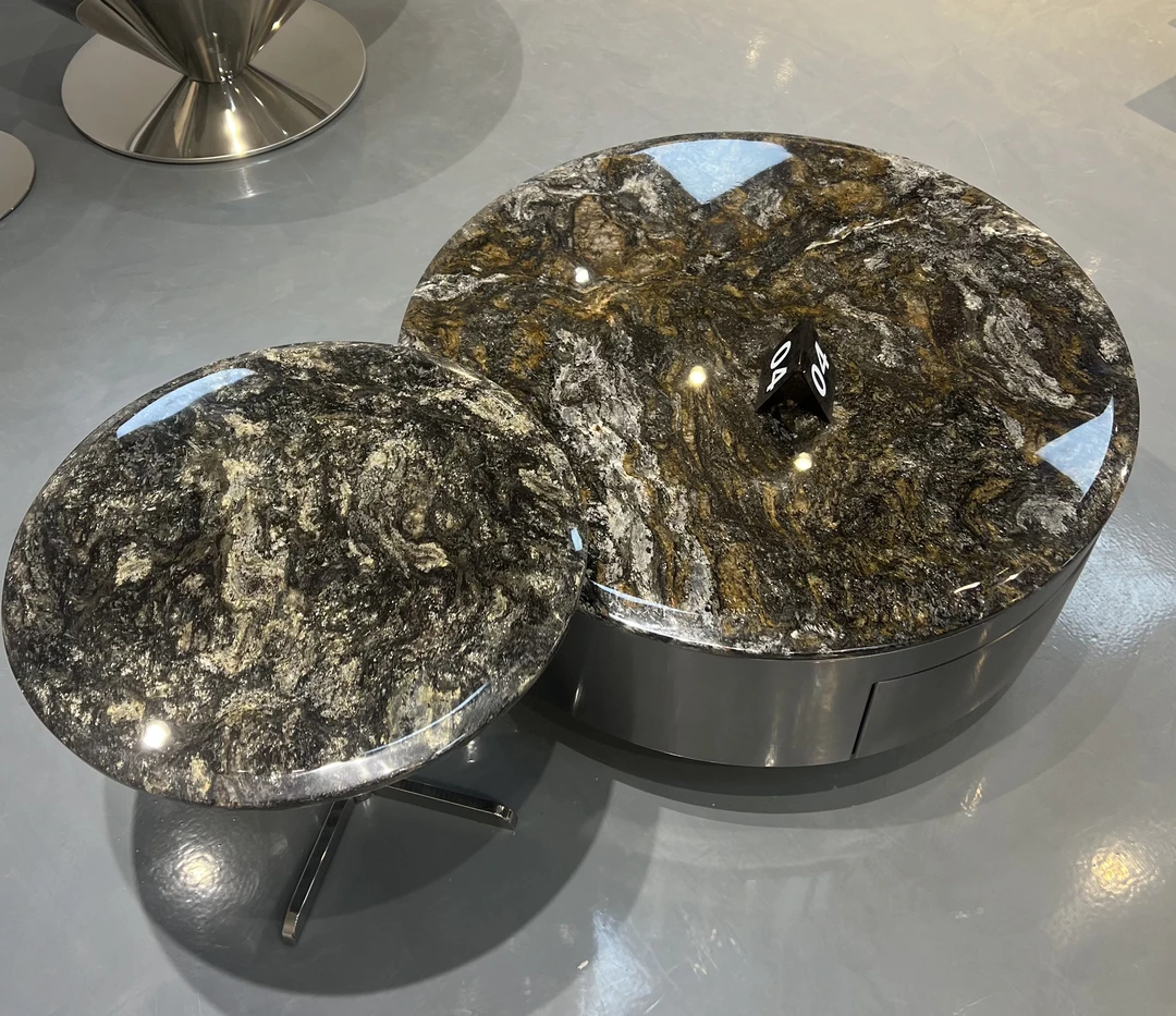 国外进口天然大理石铂金钻意式极简百搭茶几奢石现代简约高级