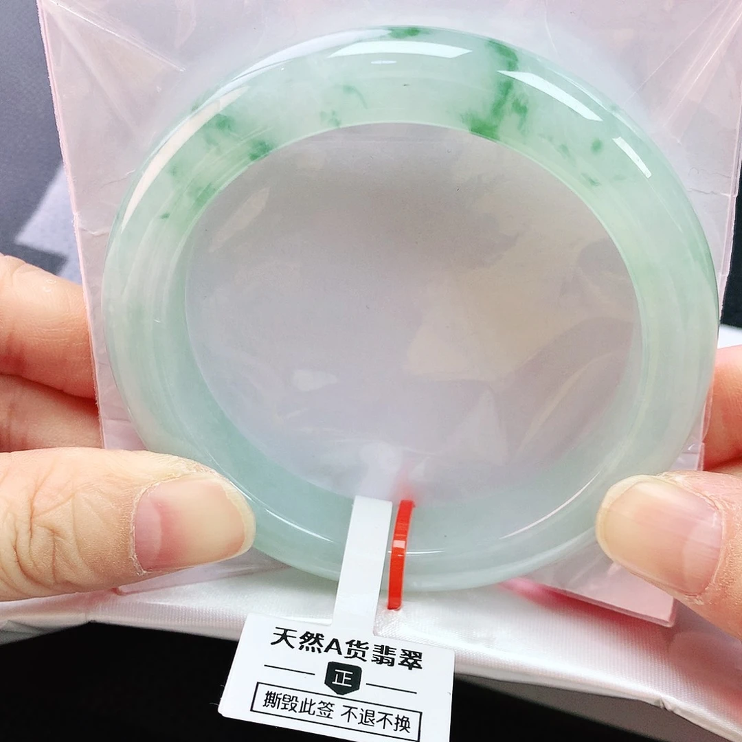 未镶嵌手镯翡翠57冰绿花