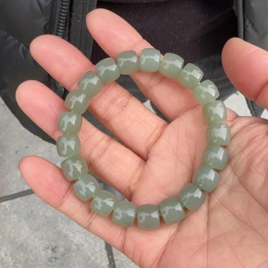 和田玉手链未镶嵌新疆且末天空蓝卡10特细料