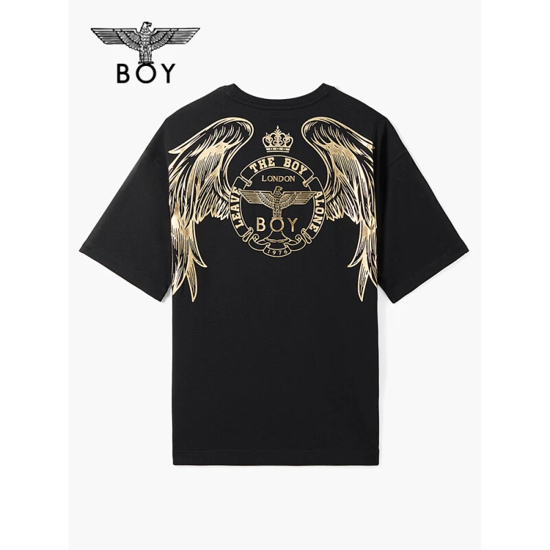 BOY LONDON夏季新款短袖男女同款烫金翅膀印花潮牌宽松T恤N01815