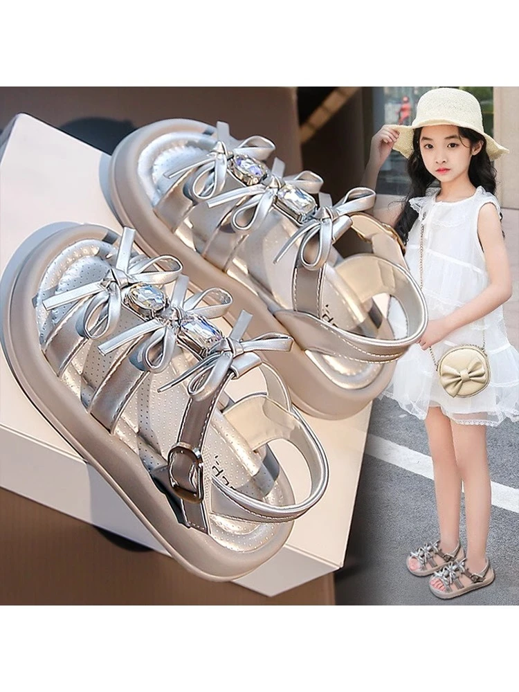 女童凉鞋2025夏季新款儿童公主凉拖女孩宝宝软底沙滩鞋罗马鞋防滑