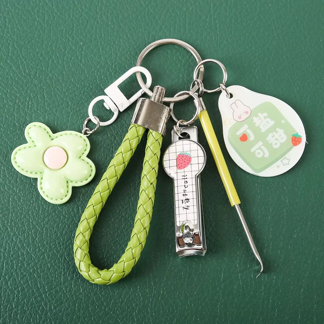 多巴胺彩色花朵钥匙扣少女心包包挂件配饰指甲刀挖耳勺钥匙链套j