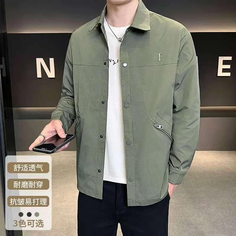 【爆款热卖】2025秋季新款男士翻领休闲夹克外套时尚韩版潮流百搭