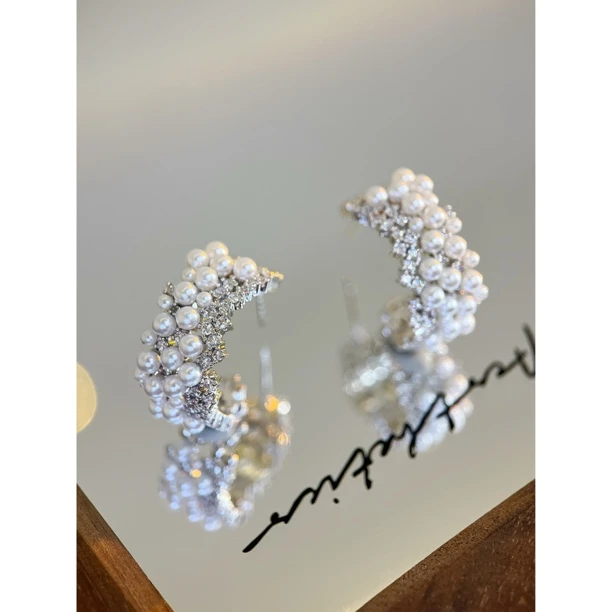 镀白金 银针 满天星烟花 气质简约耳钉E4658