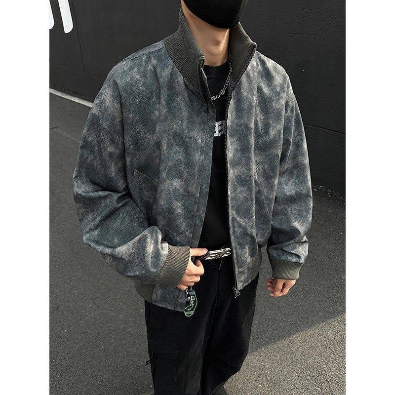 美式高街vibe夹克外套男春秋款潮牌痞帅炸街立领上衣青少年棒球服