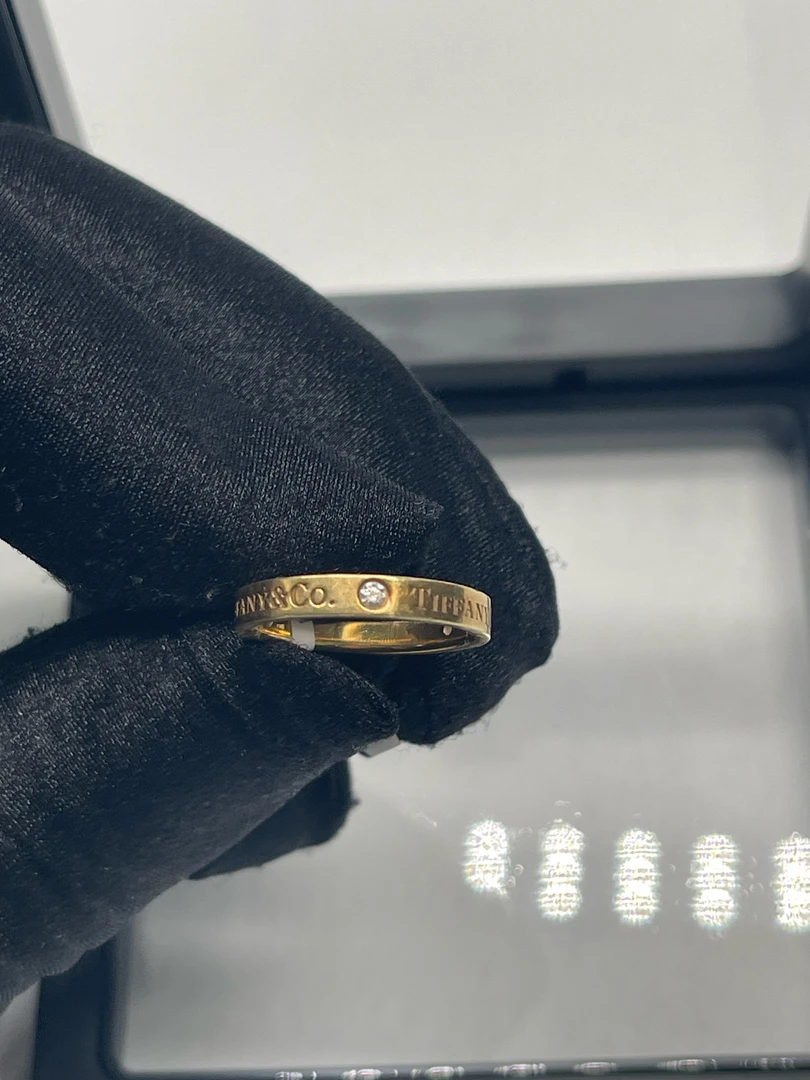 99新 Tiffany & Co./蒂芙尼 三钻黄金戒指49码18k金dx5590