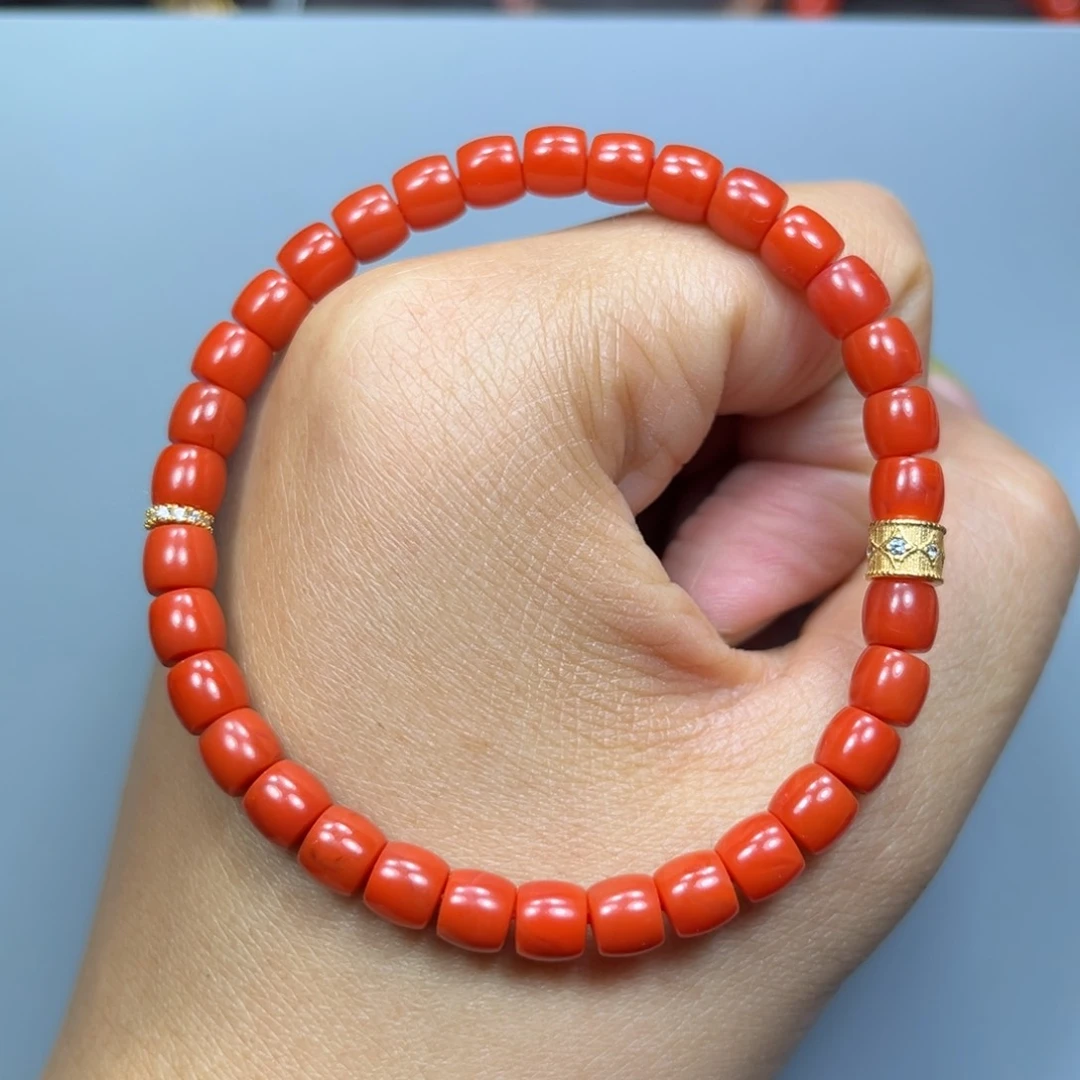 南红玛瑙柿子红直切5mm+未镶嵌