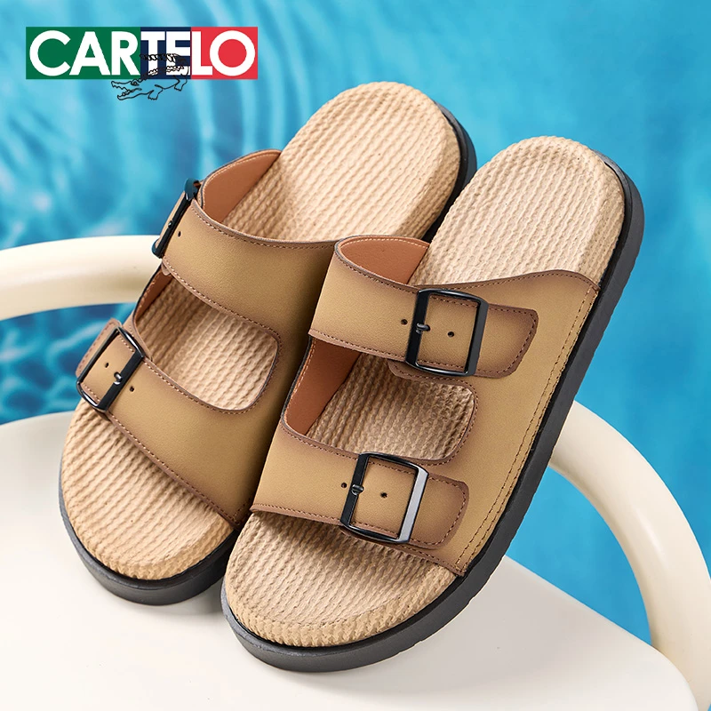 CARTELO/卡帝乐鳄鱼男鞋夏季时尚户外防滑个性软底拖鞋凉鞋