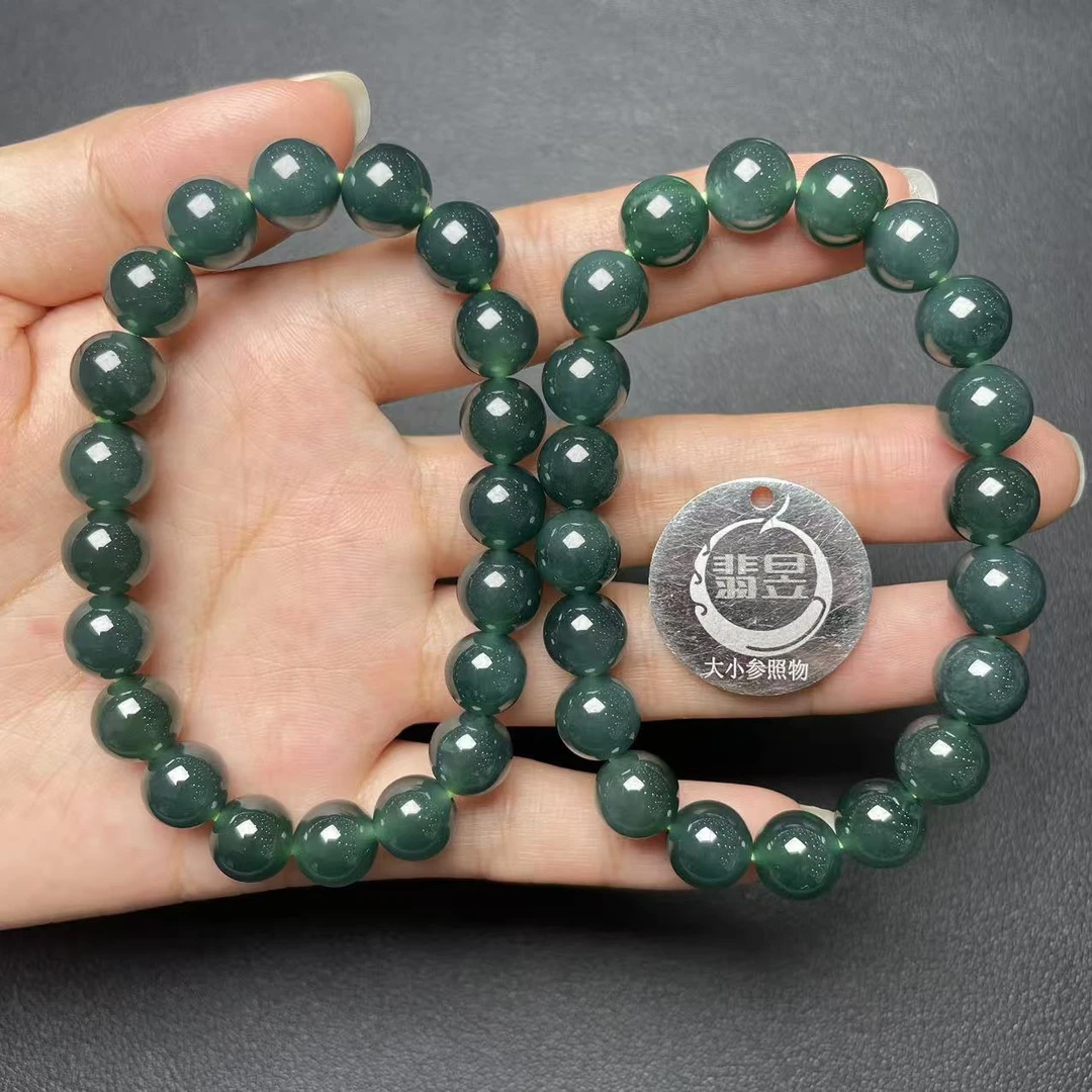翡昱-N26-49252-天然A货翡翠手串/约9+/约19颗/-多样性发其一