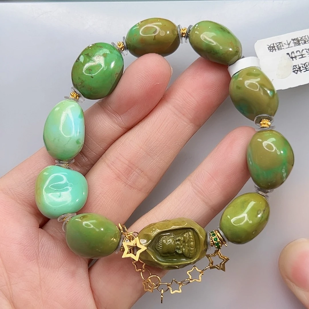 绿松石珠宝奇石18K金镶嵌