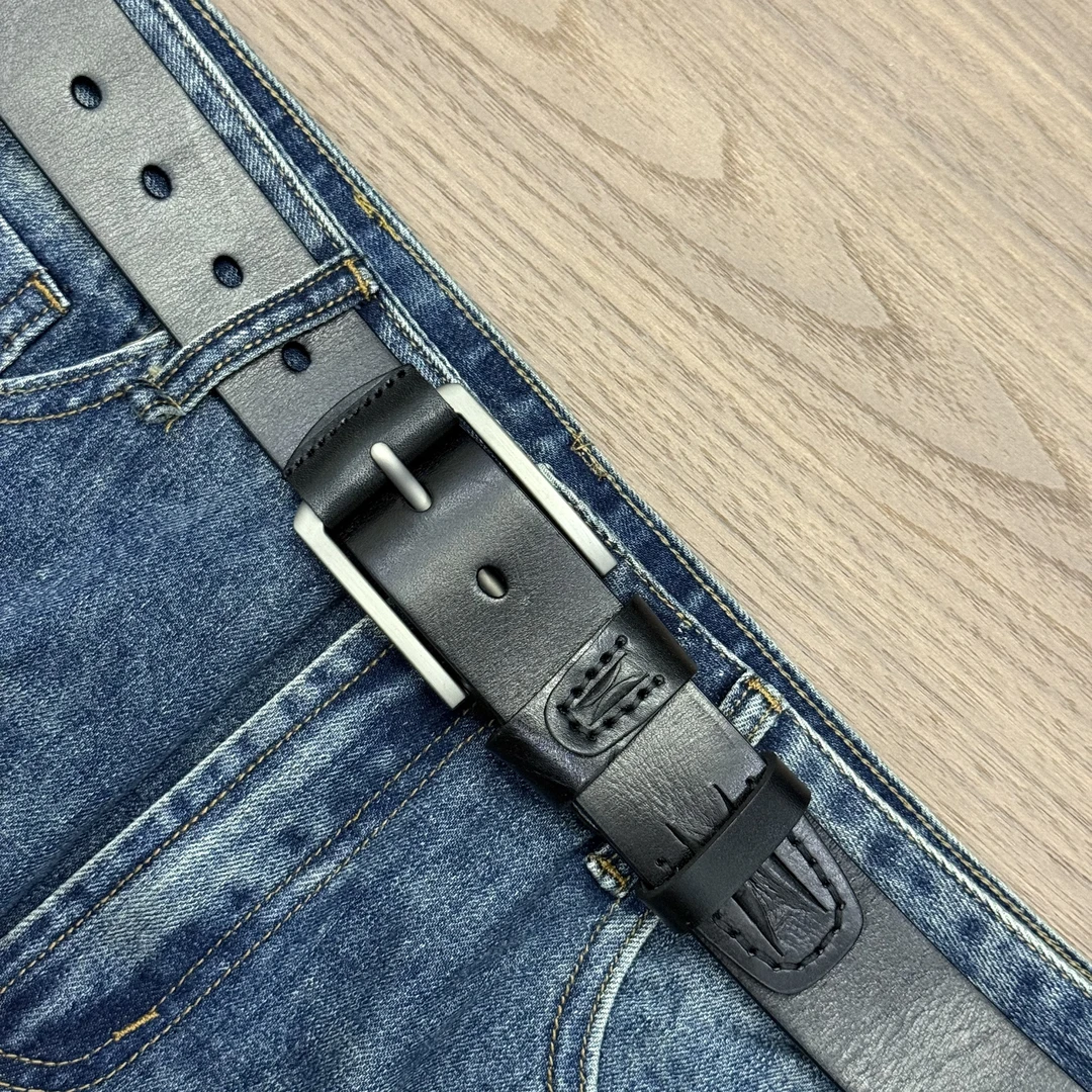 进口腰带头层牛皮手工缝制皮带潮流百搭休闲皮带牛仔头层牛皮带