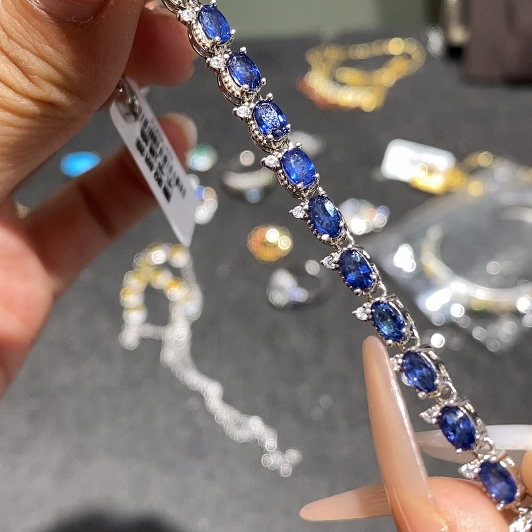 蓝宝石手链银S925镶嵌