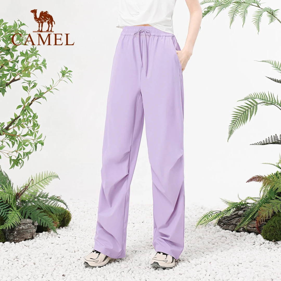 骆驼伞兵裤春季女防晒透气休闲裤快干直筒冲锋裤宽松登山运动长裤