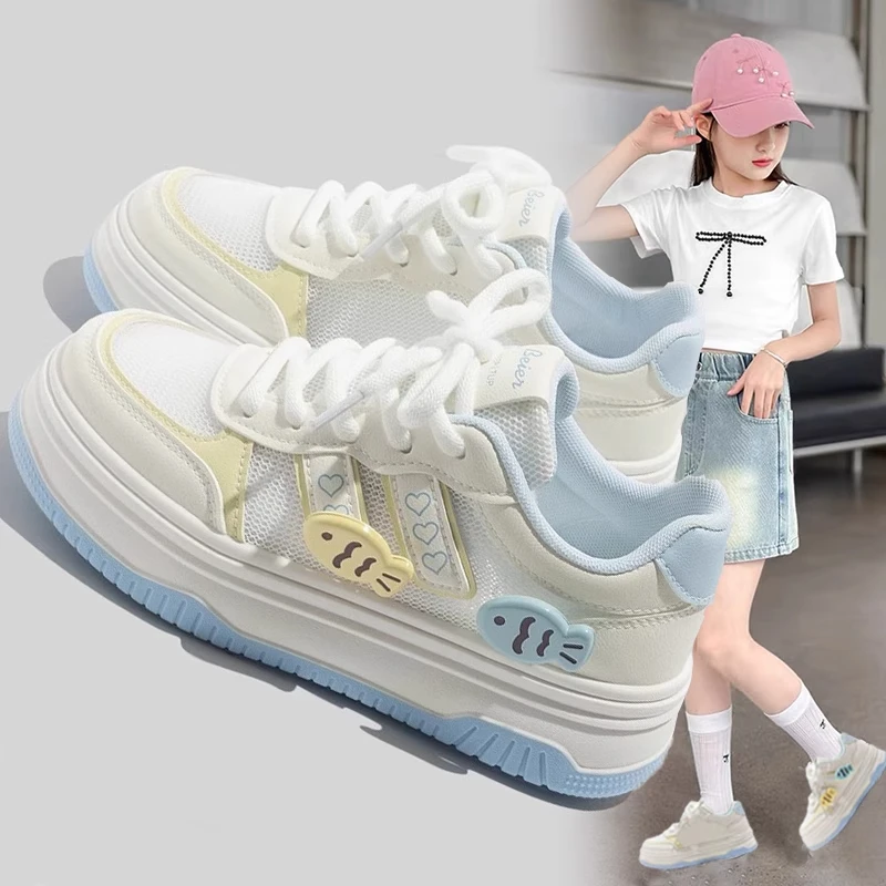 ABC小白鞋网鞋初中生运动鞋女孩童鞋小女孩运动鞋