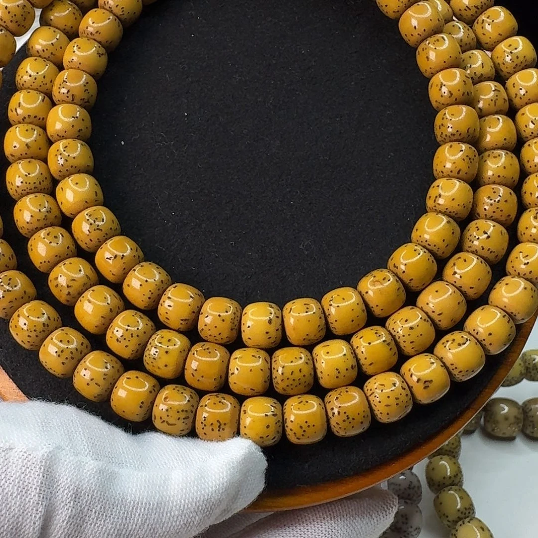 手串星月菩提鸡油黄卡8数星星长串