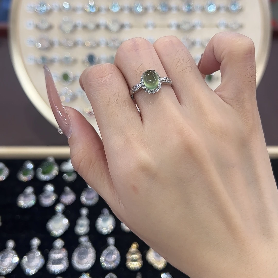 吕***哇蛇纹石玉银S925镶嵌戒指