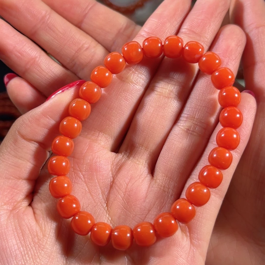 南红玛瑙冷水河老形单圈7.5mm未镶嵌琳*