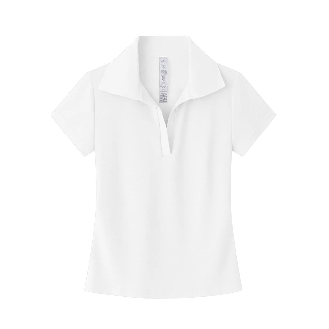 上新2025女士翻领显瘦休闲白色短款百搭夏季短袖polo衫纯色毛巾布