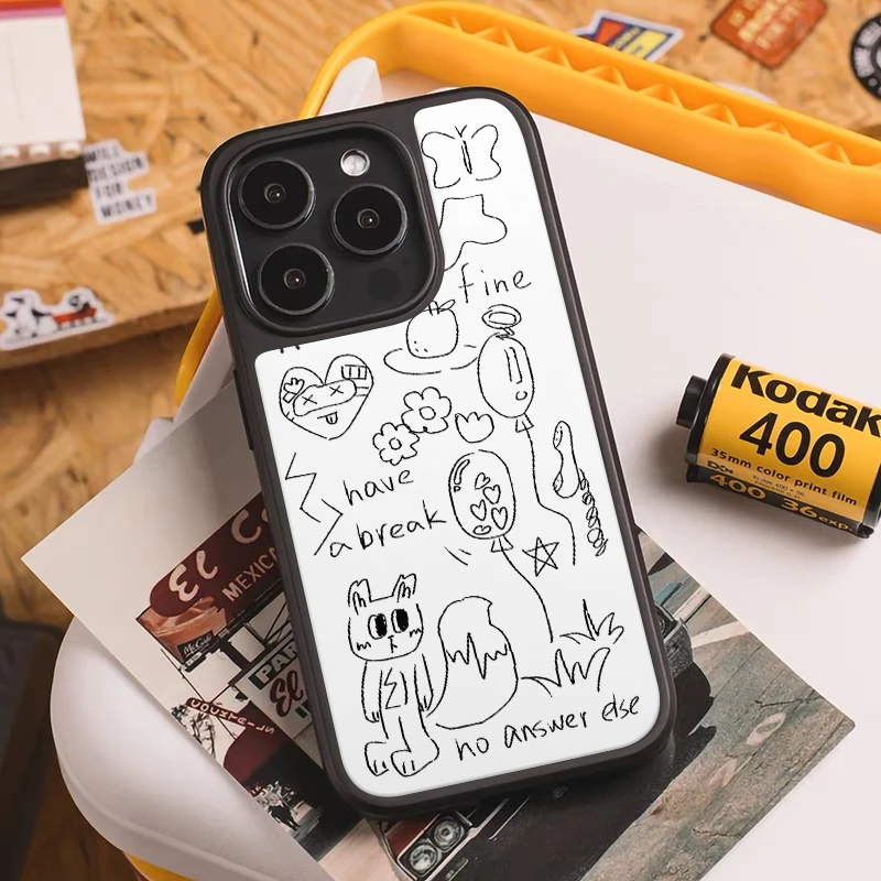 涂鸦动物适用苹果16手机壳iphone15promax新款14女13全包12卡通11