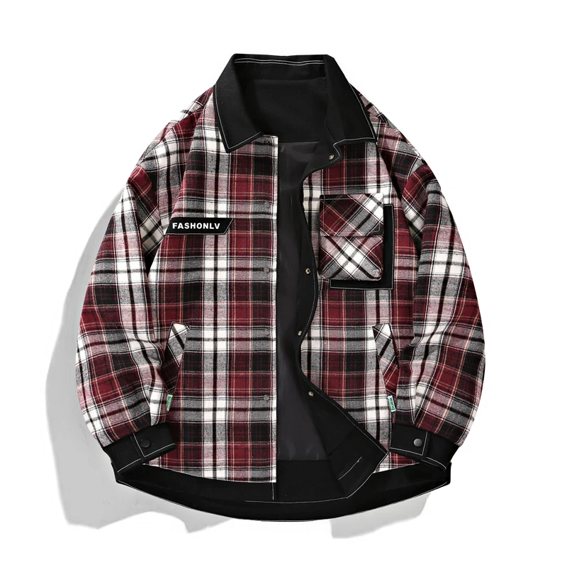 格子外套男款春秋季潮流百搭小香风情侣衬衫美式休闲青年外套夹克