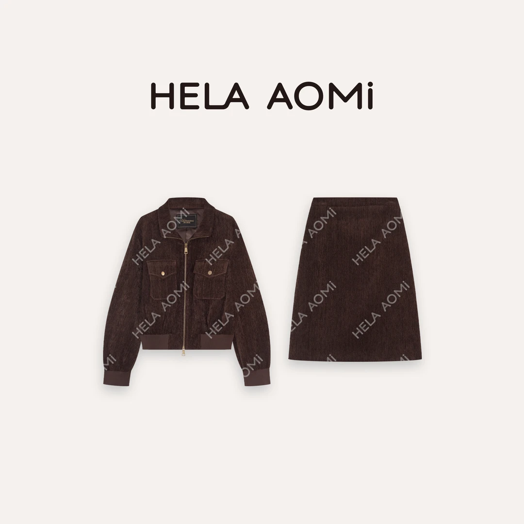 HELA AOMI“冬日摩卡”美式复古风工装廓形摩登感套装CY5CB99623