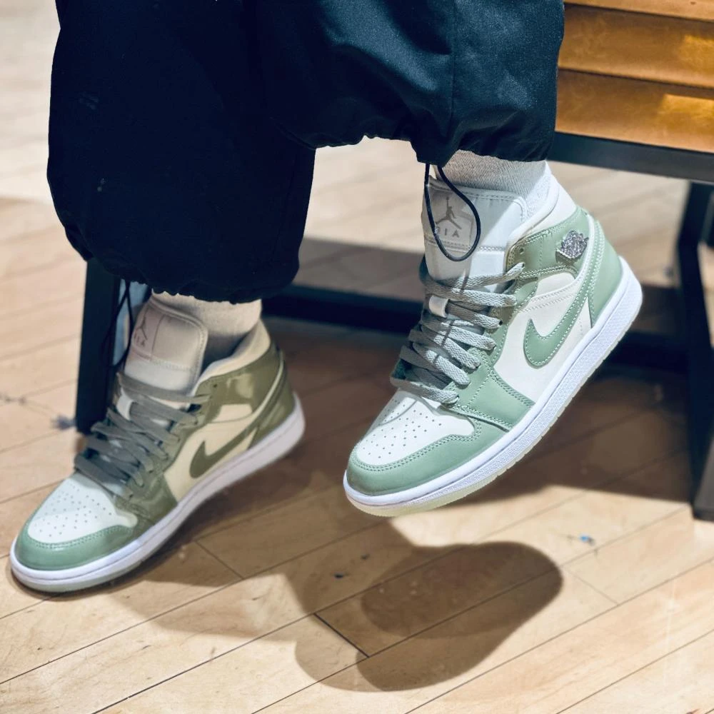 nike耐克AJ1 MID牛油果绿流光风中帮休闲鞋HF4079-003