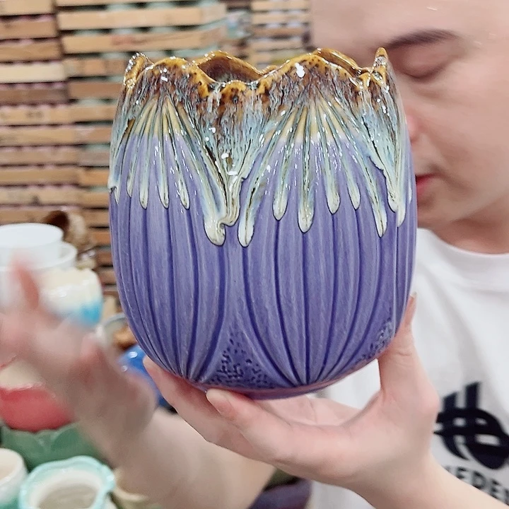 有孔.凑单10元陶瓷花盆发货！