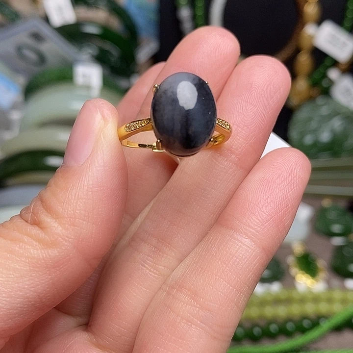 和田玉银S925镶嵌戒指