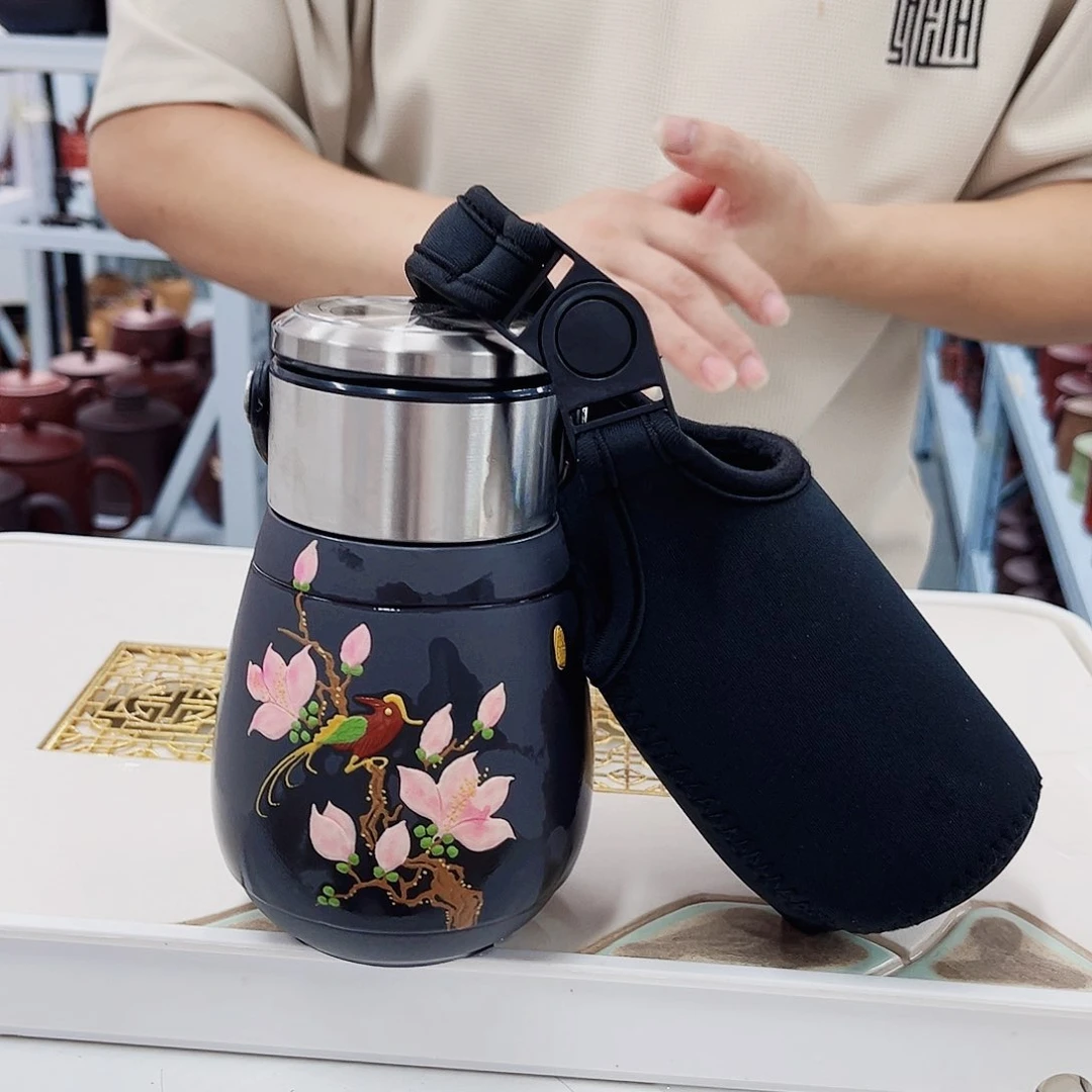 茶杯紫砂“玉兰花”带杯套