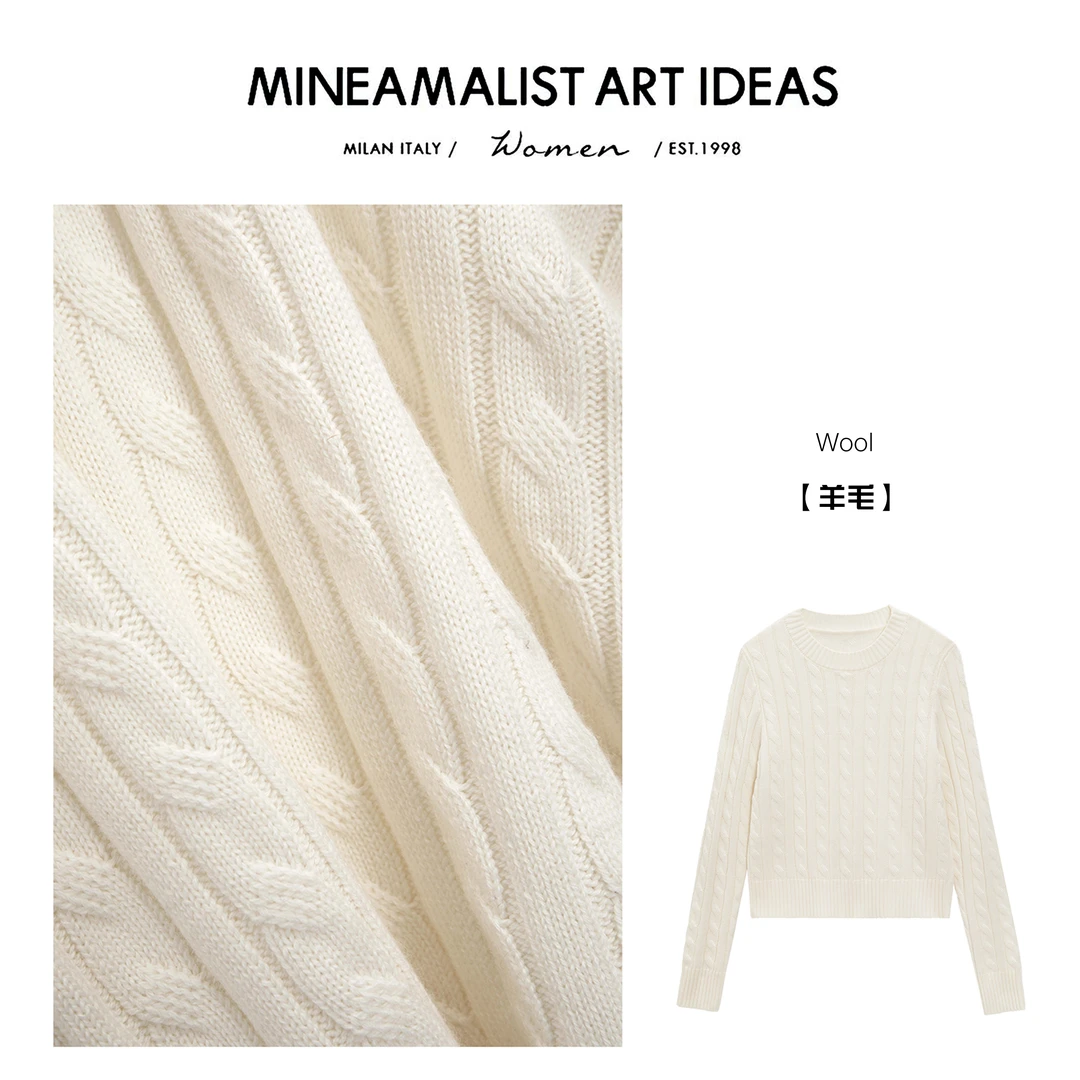 MINEAMALIST ART IDEAS极简圆领短款麻花针织毛衣ZY1534